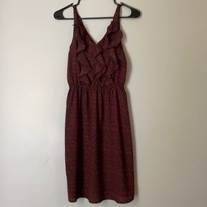 Black red speckles dress with ruffle detail